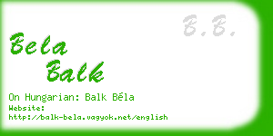 bela balk business card